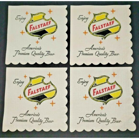 Vintage 1950's Very RARE Falstaff Brewing Co. Bar 4.75" Napkins Lot of 4 NOS - Picture 1 of 3